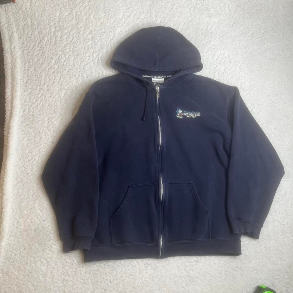 Vintage‎ Disney men's blue full zip hoodie embroidered Mickey 90s L